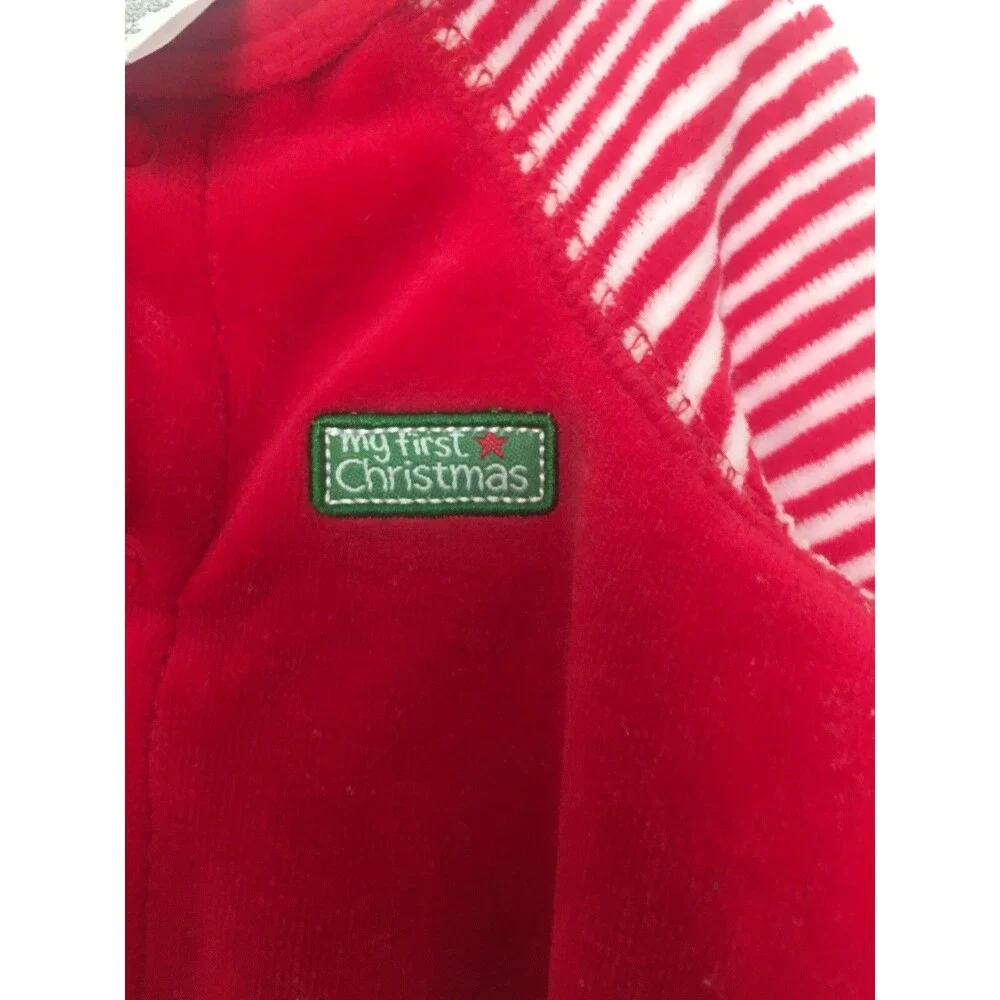 Baby Unisex Velour Footed Pajamas PaySuit My First Christmas Size 6 Months